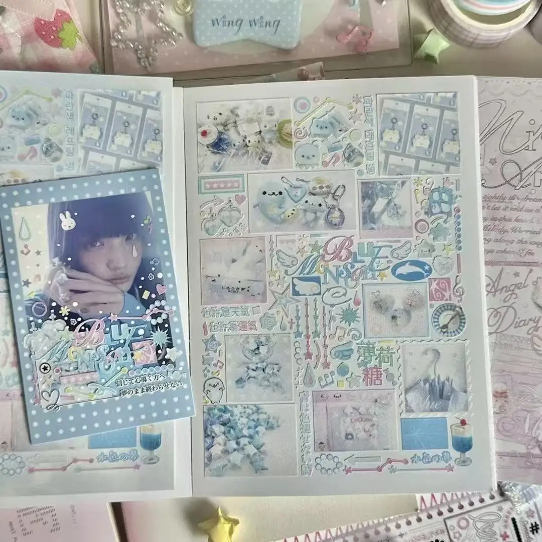 INS Dreamy Pink Kawaii Sticker Set Dream Lyric Poem Wish Angel Korean INS High-appearance-value Journal Collage DIY Cute Gift