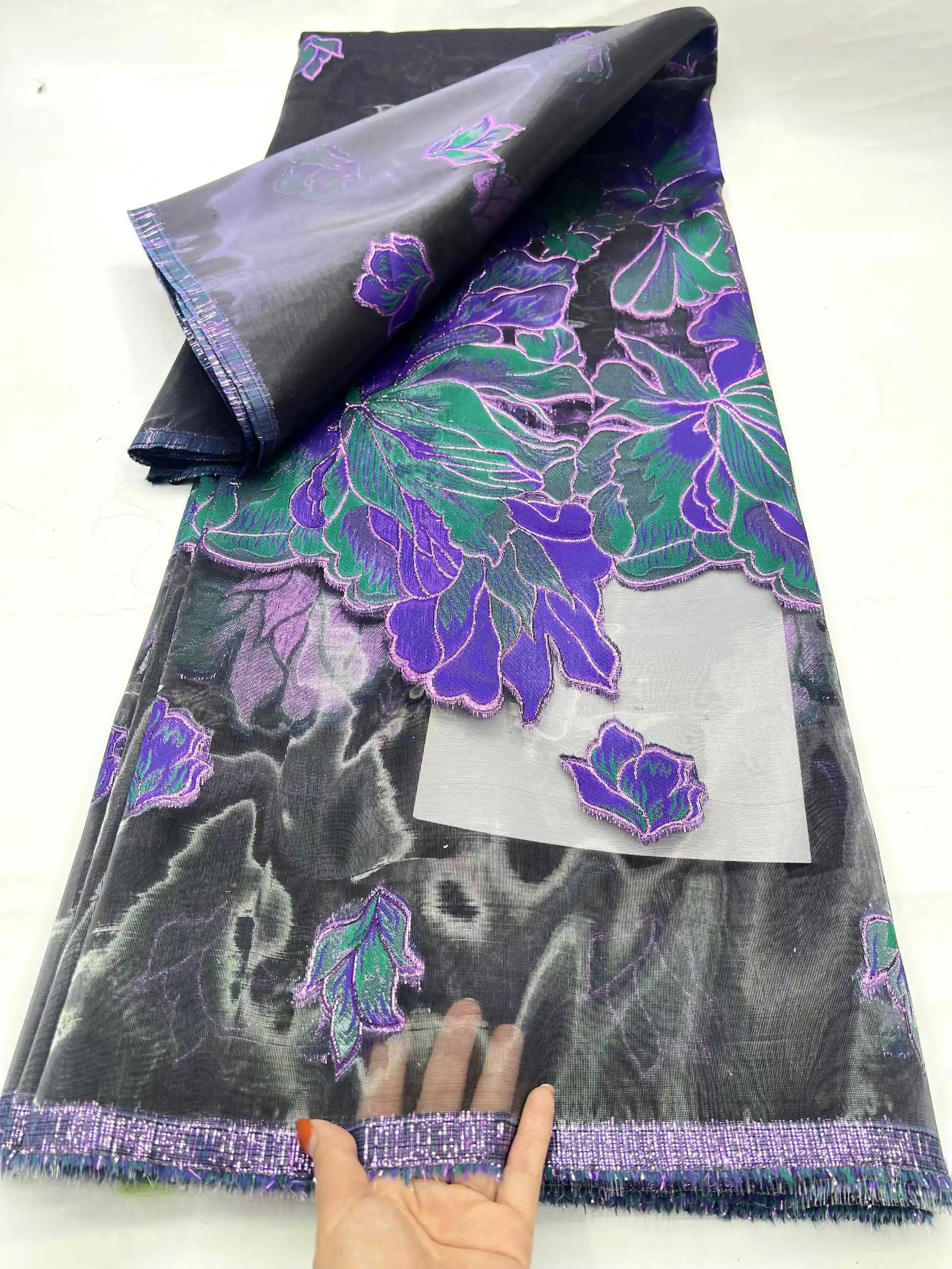 

African Tulle Lace Fabric 2025 High Quality 5yards Nigerian Jacquard Brocade Lace Fabric For Evening Dresses Sewing