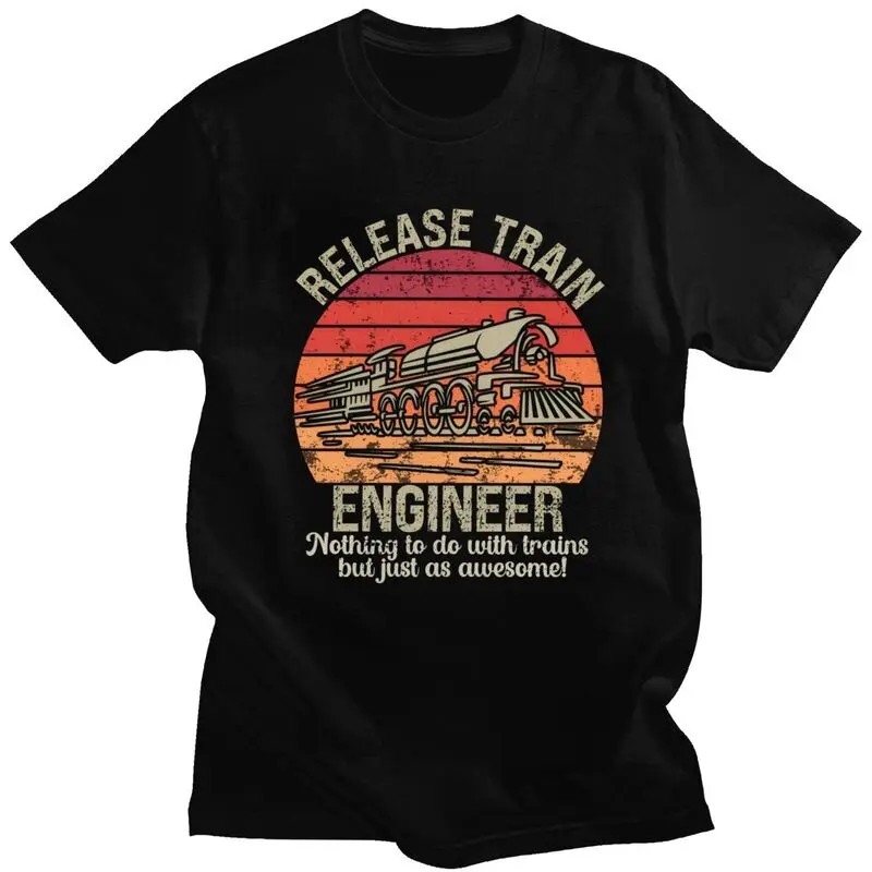 Personnalisé classique libération Train ingénieur t-shirts hommes T-shirt t-shirt style décontracté pur coton coupe ajustée t-shirts cadeau