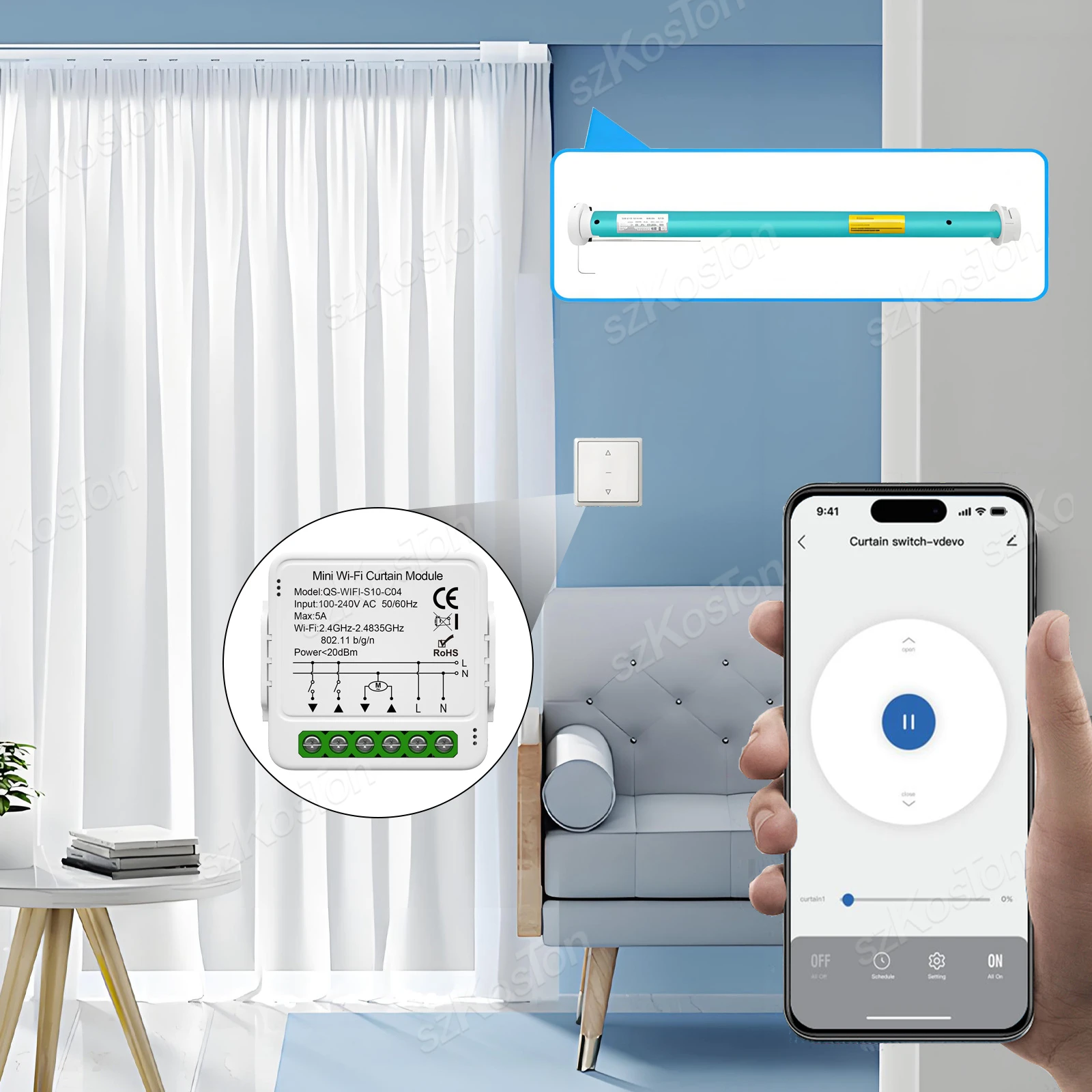 Módulo de interruptor de cortina inteligente Tuya WiFi Zigbee para persianas enrollables, Motor de persiana, Control por aplicación, funciona con Alexa, Google Home Smart Life