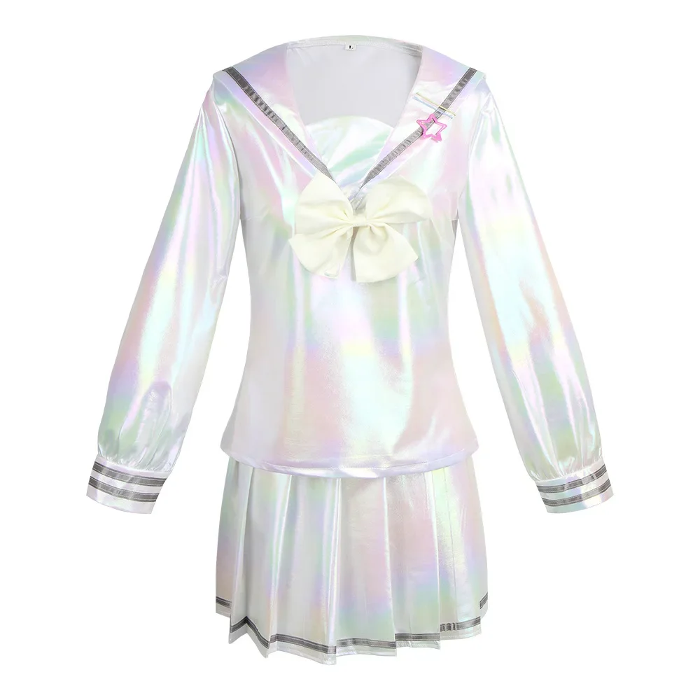 Game NEEDY GIRL OVERDOSE KAngel Cosplay Costume Full Set of Clothing Sailor Suit Jk Uniform Laser Color Skirts Ribbon Wig † †