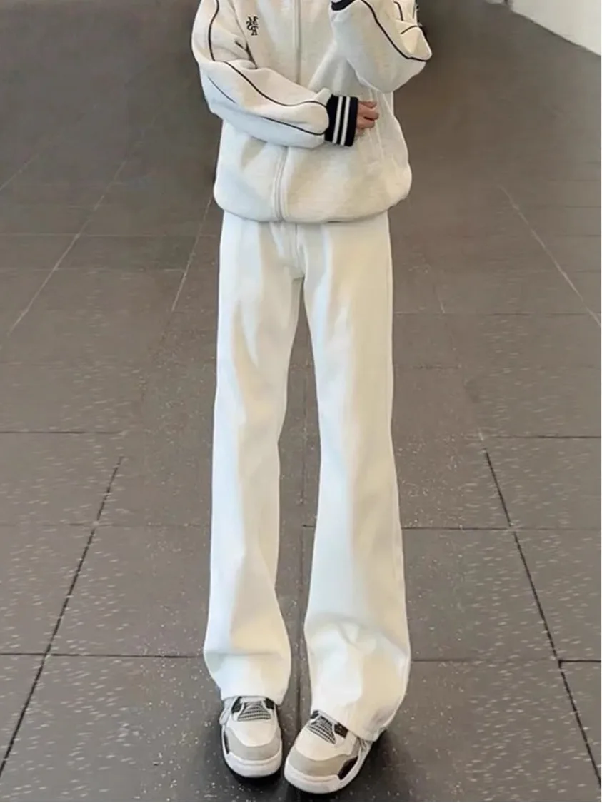 

Cleanfit Thiened Fce Lined Curved Blade Jeans Men's American High Street Loose Straight Leg Micro Flared Pants