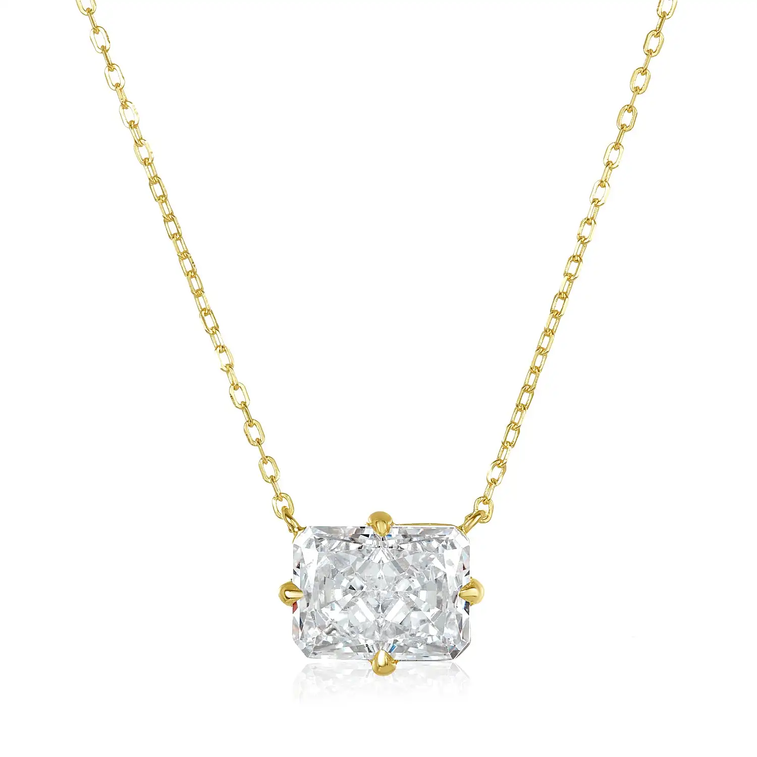 Pink White Purple Blue Colorful Rectangle Cubic Zirconia 5A CZ Sparking Bling Single Stone Necklace