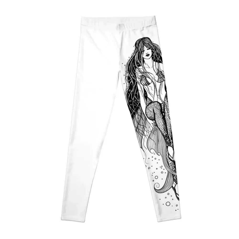 

Swimming sea mermaid with long beautiful hair Leggings Training pants sports tennis for gym womans Womens Leggings