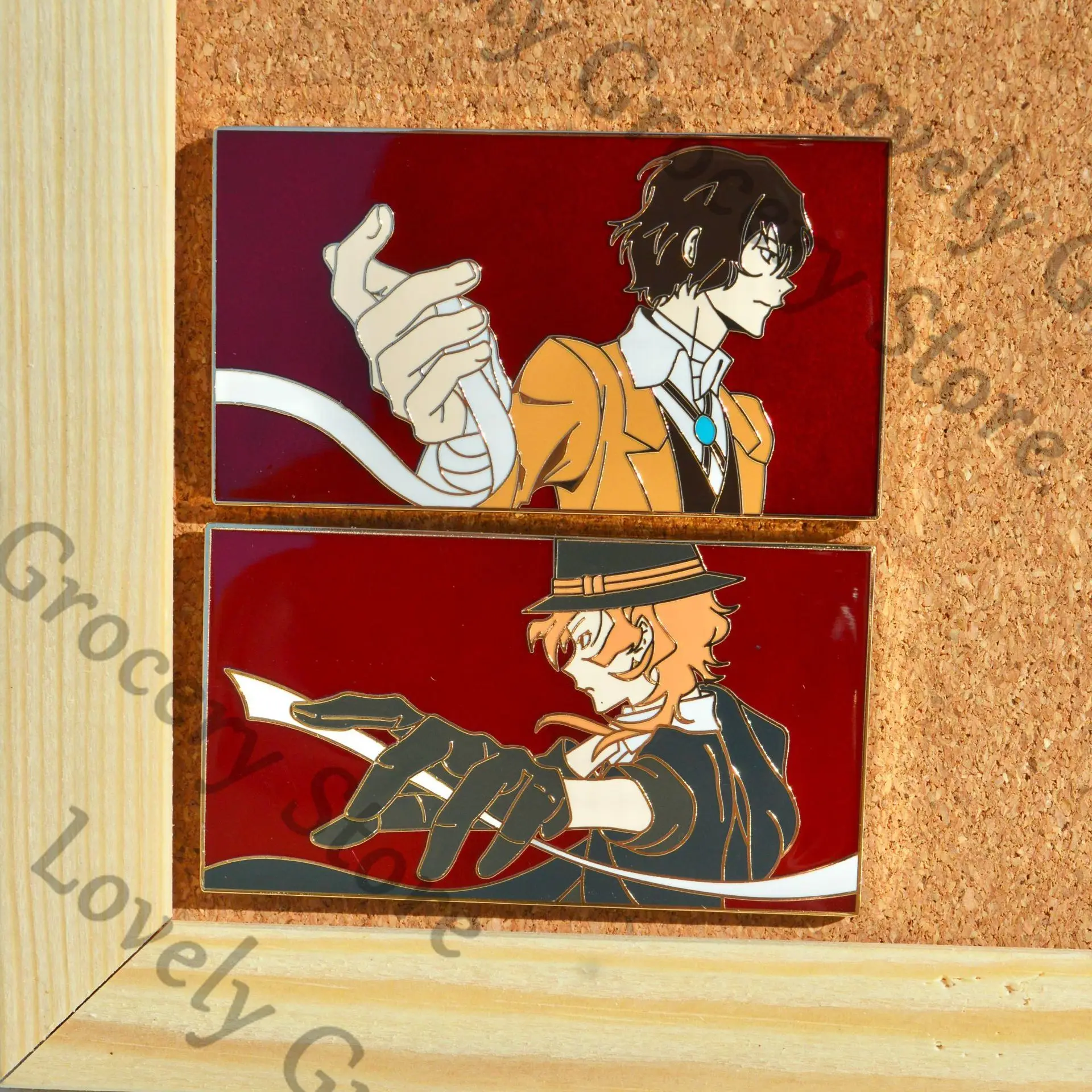 

Anime Bungo Stray Dogs Dazai Osamu Nakahara Chuya Cosplay Cartoon Metal Brooch Ornament Badge Emblem Accessory Pendant Fans Gift