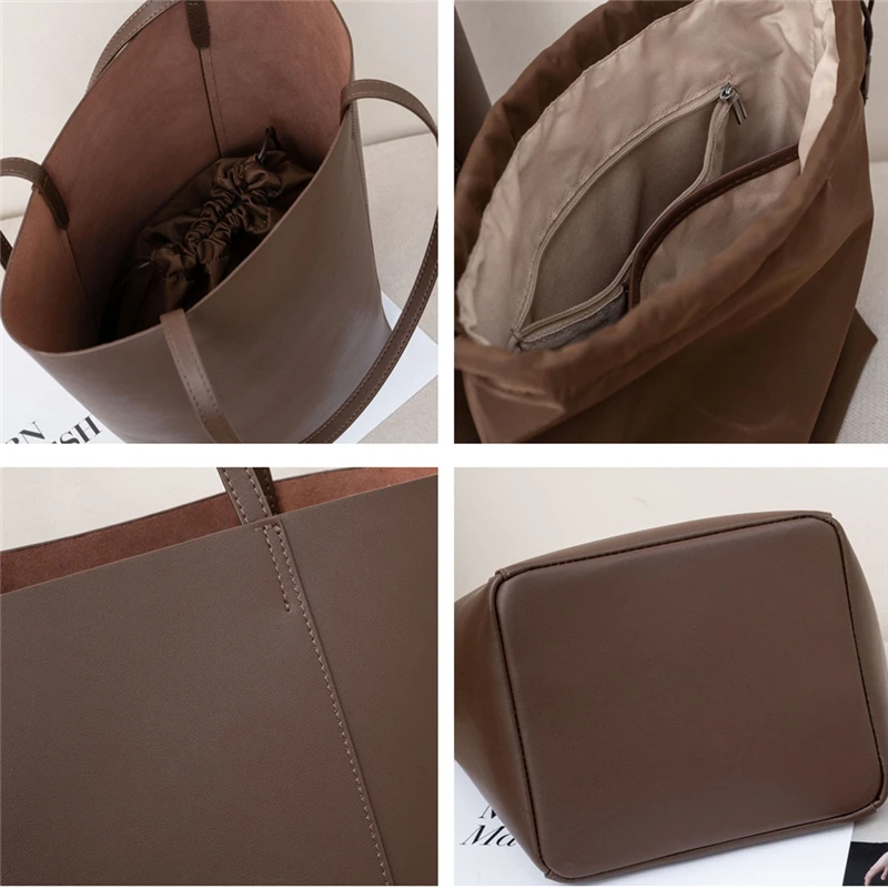 Toptrends Vintage Cow Genuine Leather Large Bucket Shoulder Bags For Women 2026 Luxury Designer Female Tote Work Ladies Handbags