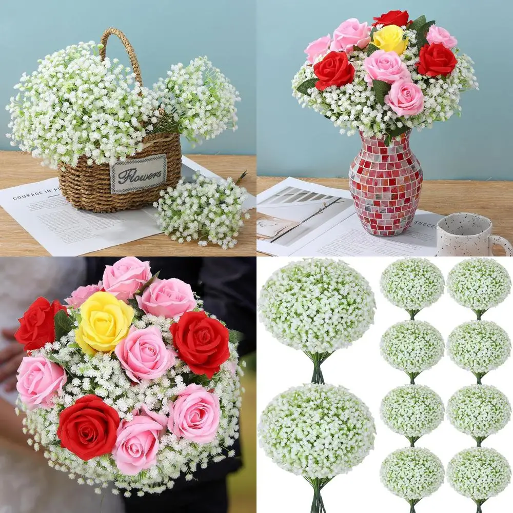 240 piezas de flores artificiales para aliento de bebé a granel, flores blancas falsas para aliento de bebé para ramo de boda, decoración de fiesta en casa, 11,8 pulgadas
