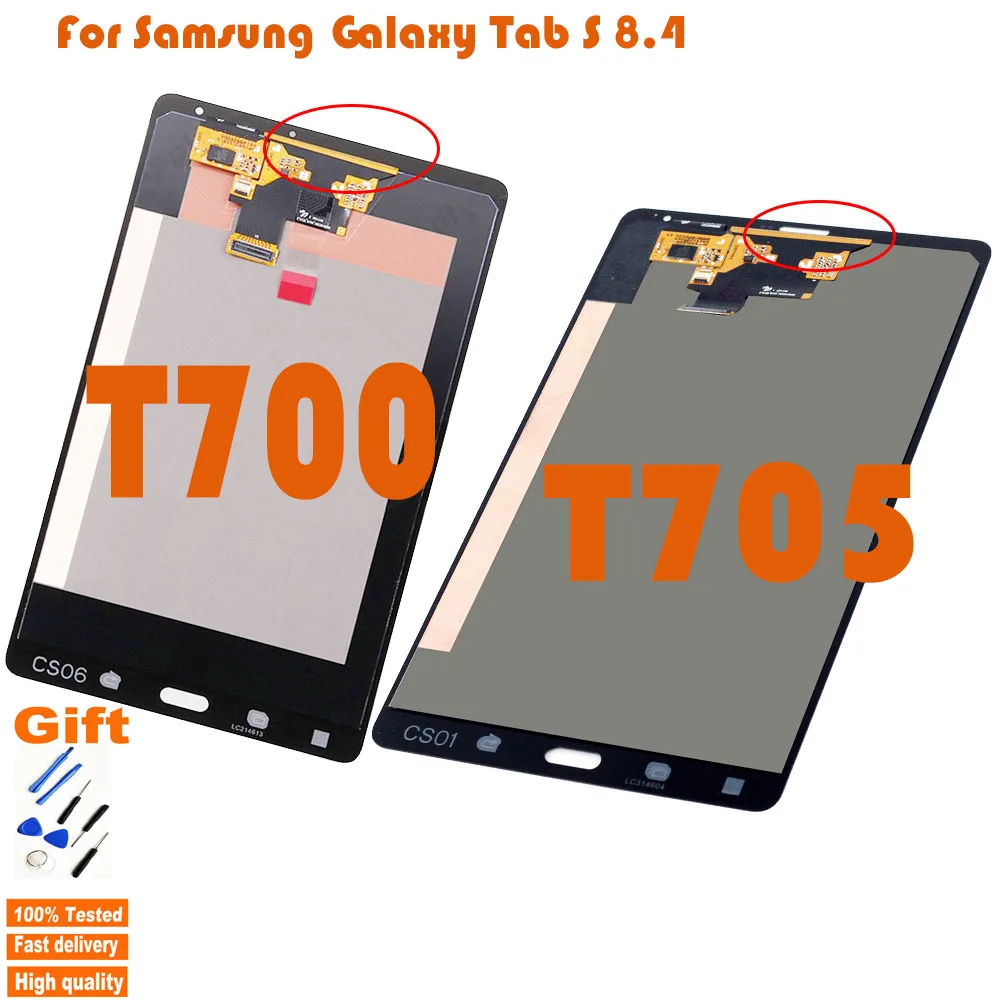 

8,4-дюймовый AMOLED для Samsung Tab S T700 (Wi-Fi) T705 (3G) ЖК-дисплей SM-T700 SM-T705, сменный преобразователь сенсорного экрана в сборе