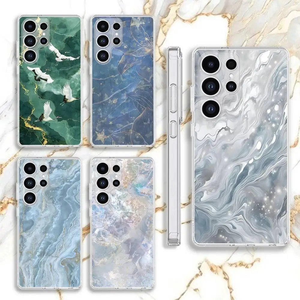 

Geometric Marble Gilded Phone Case For Samsung S30,23,21,22,20, FE lite,S10,9,8,7 PIus Note20ultra Soft Transparent