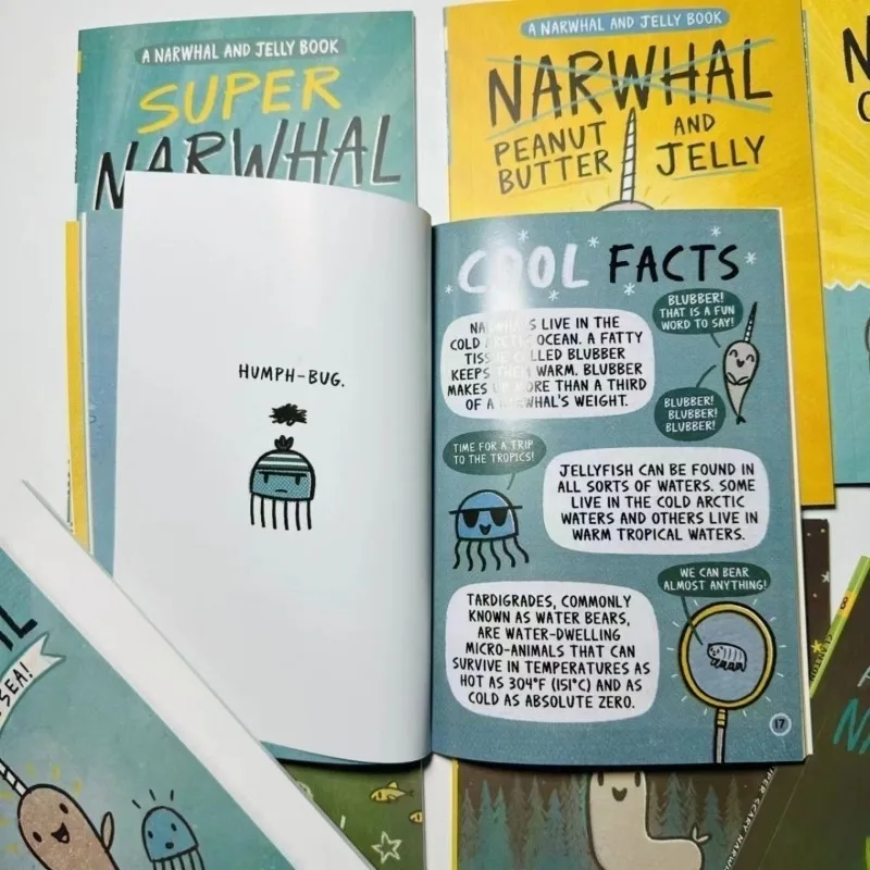 8 Books/set Narwhal and Jelly Storybook Children's  Comic Book Kids English Reading Gift Paperback