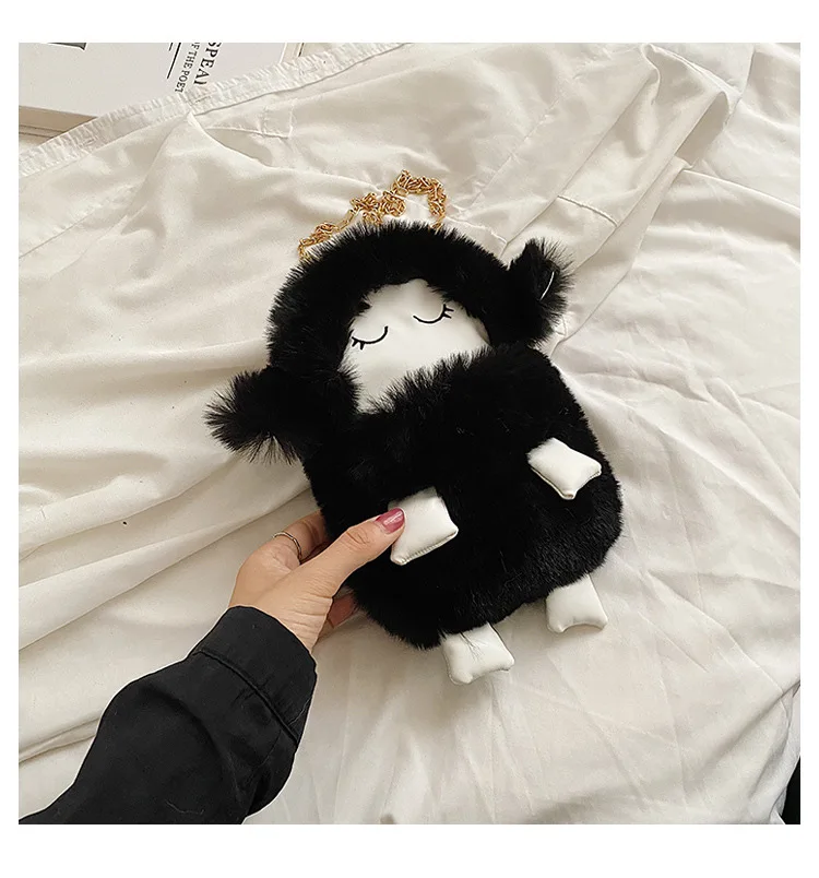 2023 new cute plush lamb bag furry chain crossbody bag