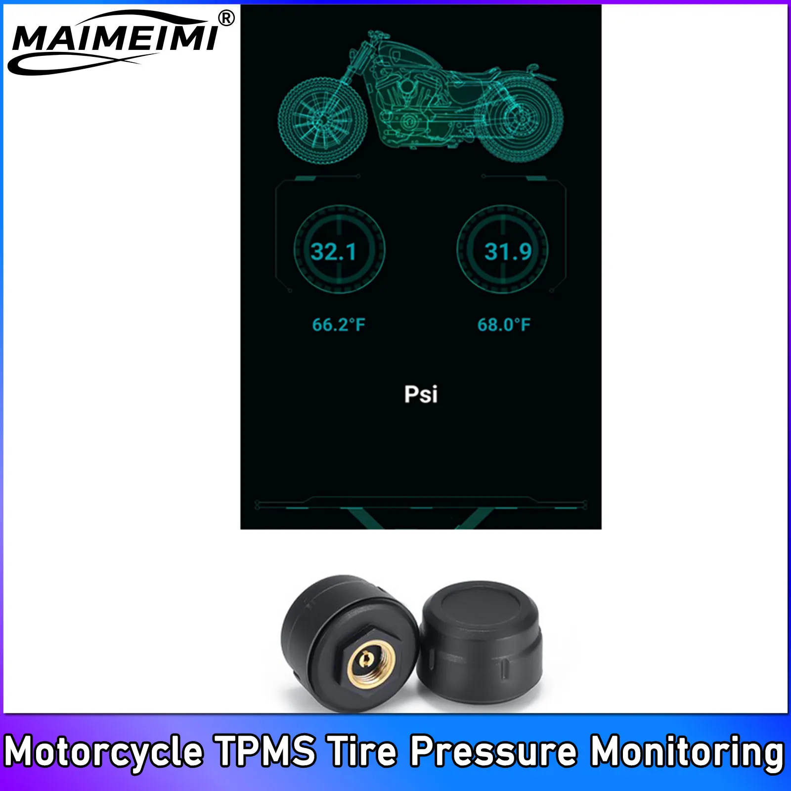 Motorcycle TPMS 2 Sensors Bluetooth-compatible 5.0 Tire Pressure Monitoring System Pit Bike Tyre Tester Diagnostic Set Moto Part