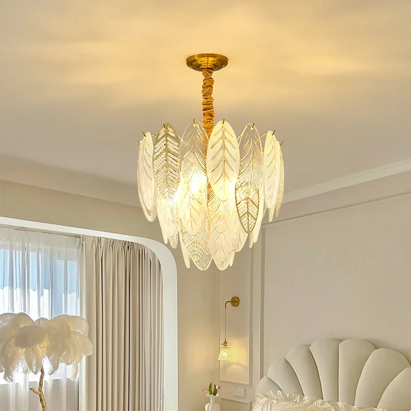 

Living room chandelier French light luxury crystal master bedroom modern simple cream style