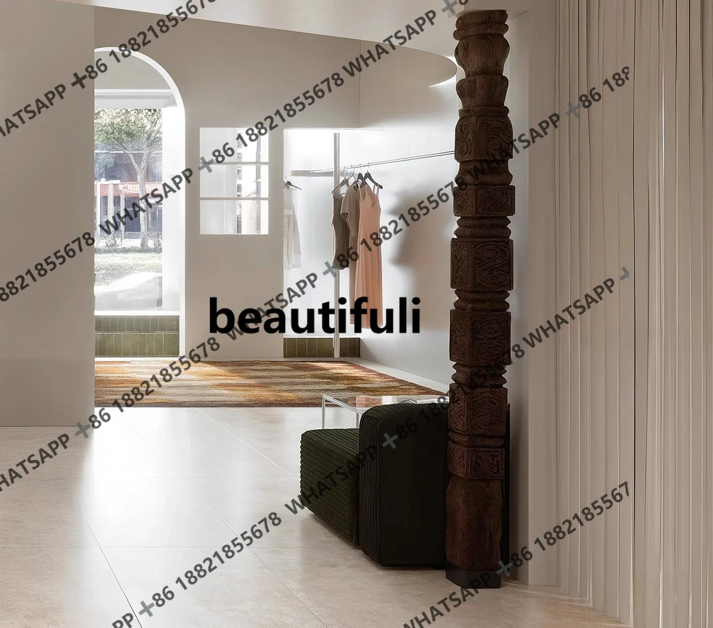 

Medieval decorative column Indian column Clothing store Nostalgic style space landscaping column H