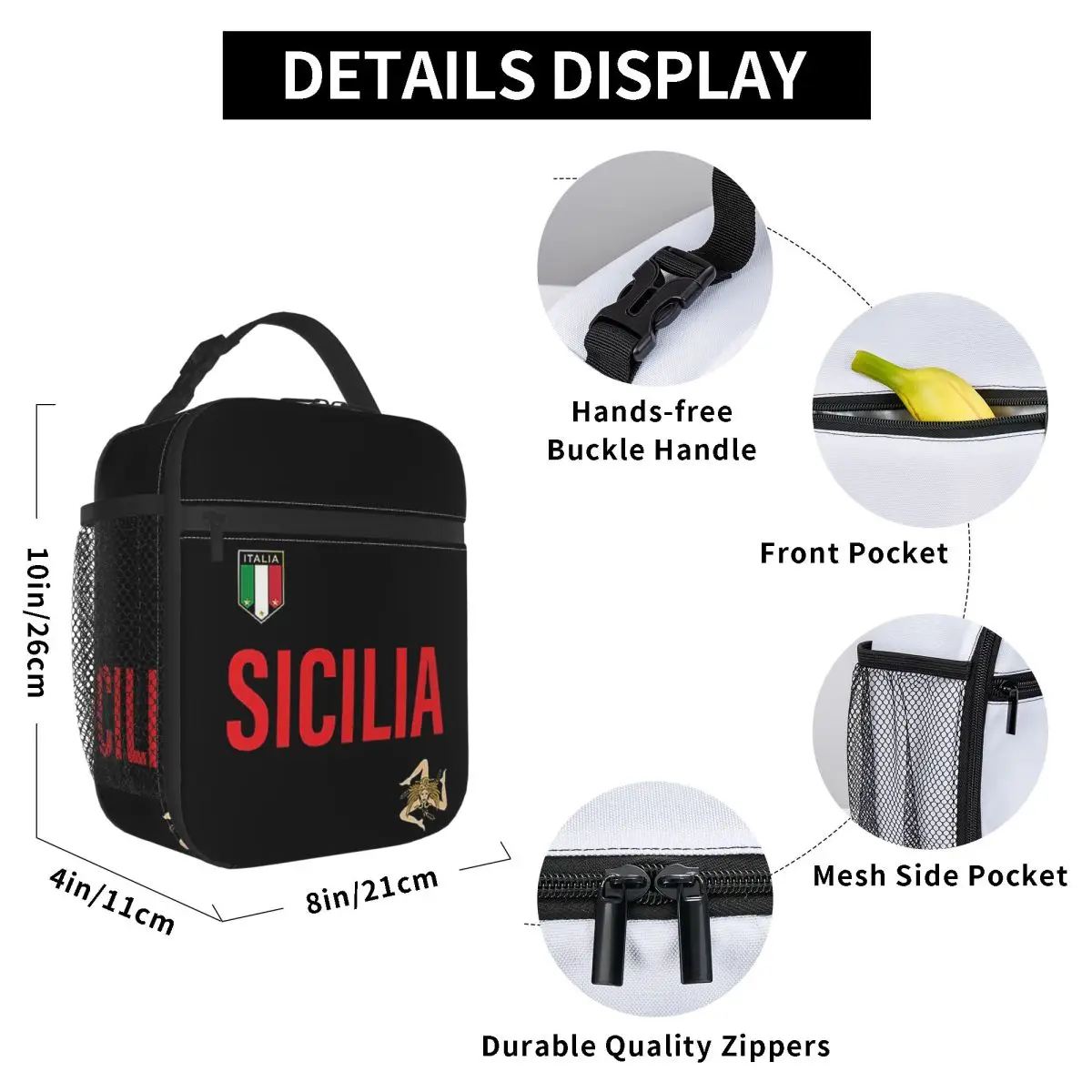Sicily Jersey Insulated Lunch Bag for Kids School Cooler Thermal Food Box Tote Leakproof Lunch Boxes Container