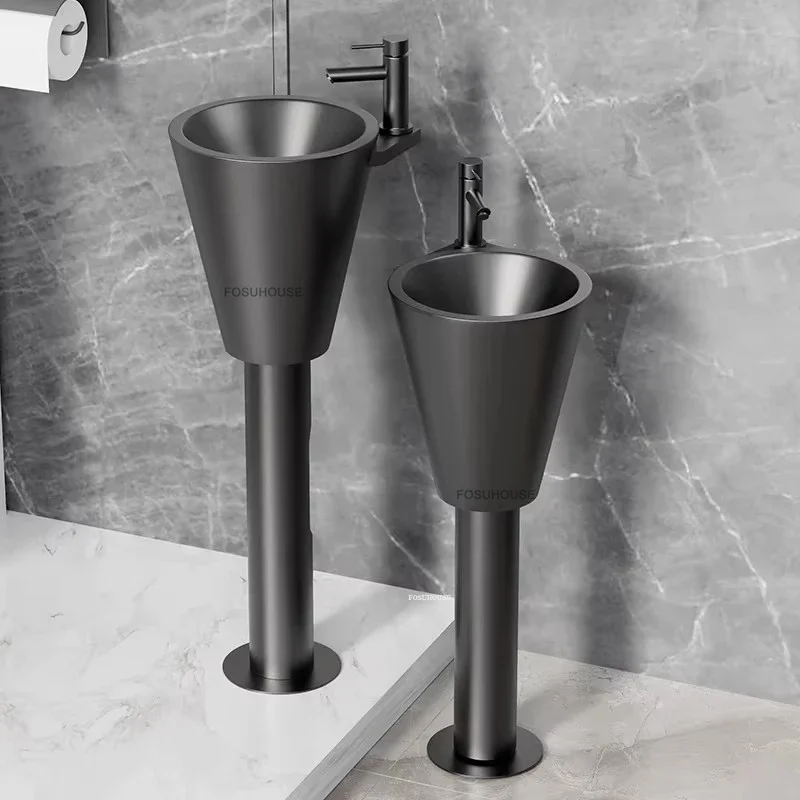 Stainless Steel Bathroom Sinks French Balcony Triangular Washbasin Modern Bathroom Accessories Dining Room Corner Pedestal Basin
