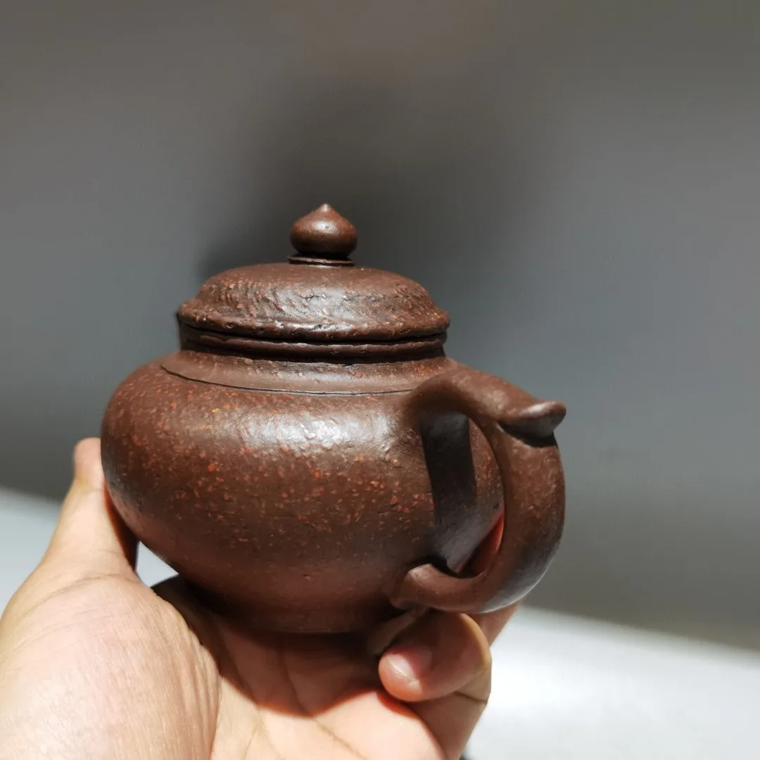 6 "الصينية ييشينغ الأرجواني الطين إبريق الشاي الوجه المبتسم زهر الكرز وعاء غلاية مسطحة جمع الثروة زخرفة غلاية إبريق الشاي حفل الشاي