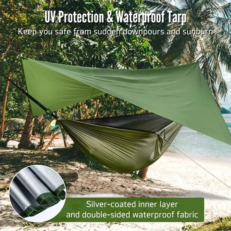 

Portable Parachute Hammock with Mosquito Net and Canopy Army Survival Hammocks Travel Nylon Hammock Camping Hammock