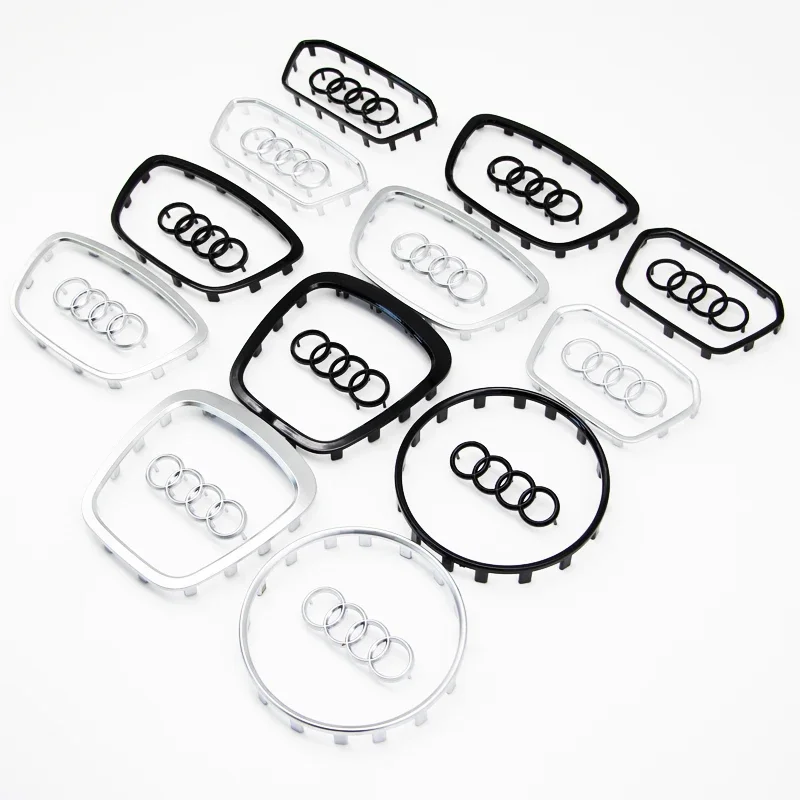 For Audi A3 A4 B8 8P B9 8V A5 A6 C7 A7 Q3 Q5 Q7 Automobile Steering Wheel Logo Bright Frame Strip Electroplated Car Logo Sticker