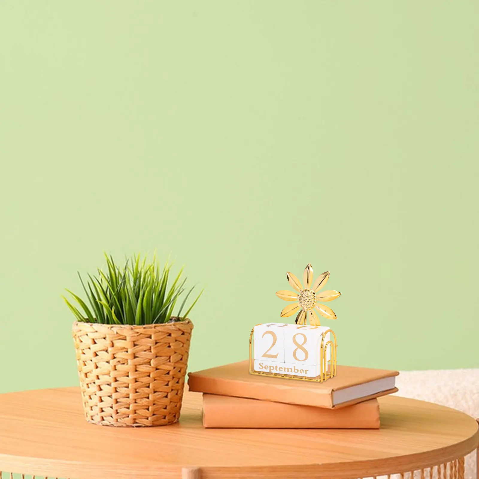 

1 set Wooden Calendar Blocks Stylish Decorative Desk Accessory Vintage Date Display Perpetual Home Office Table Standing