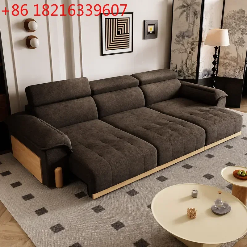 YAO Multifunctional Flocking Cotton Linen Fabric Tatami Bed Modern Simple Master Bedroom Intelligent Massage Projector Double Be