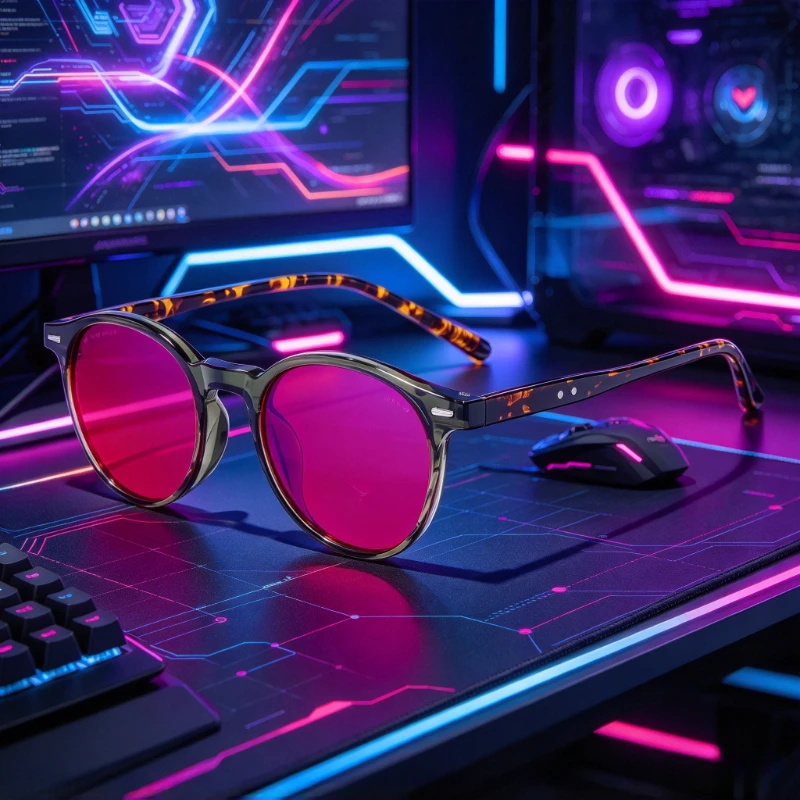 Unisex Round Frame E-Sport Gaming Eyeglasses Ultra Light TR90 Anti Blue Light Glasses Comfort Eyewear for Computer Working Use