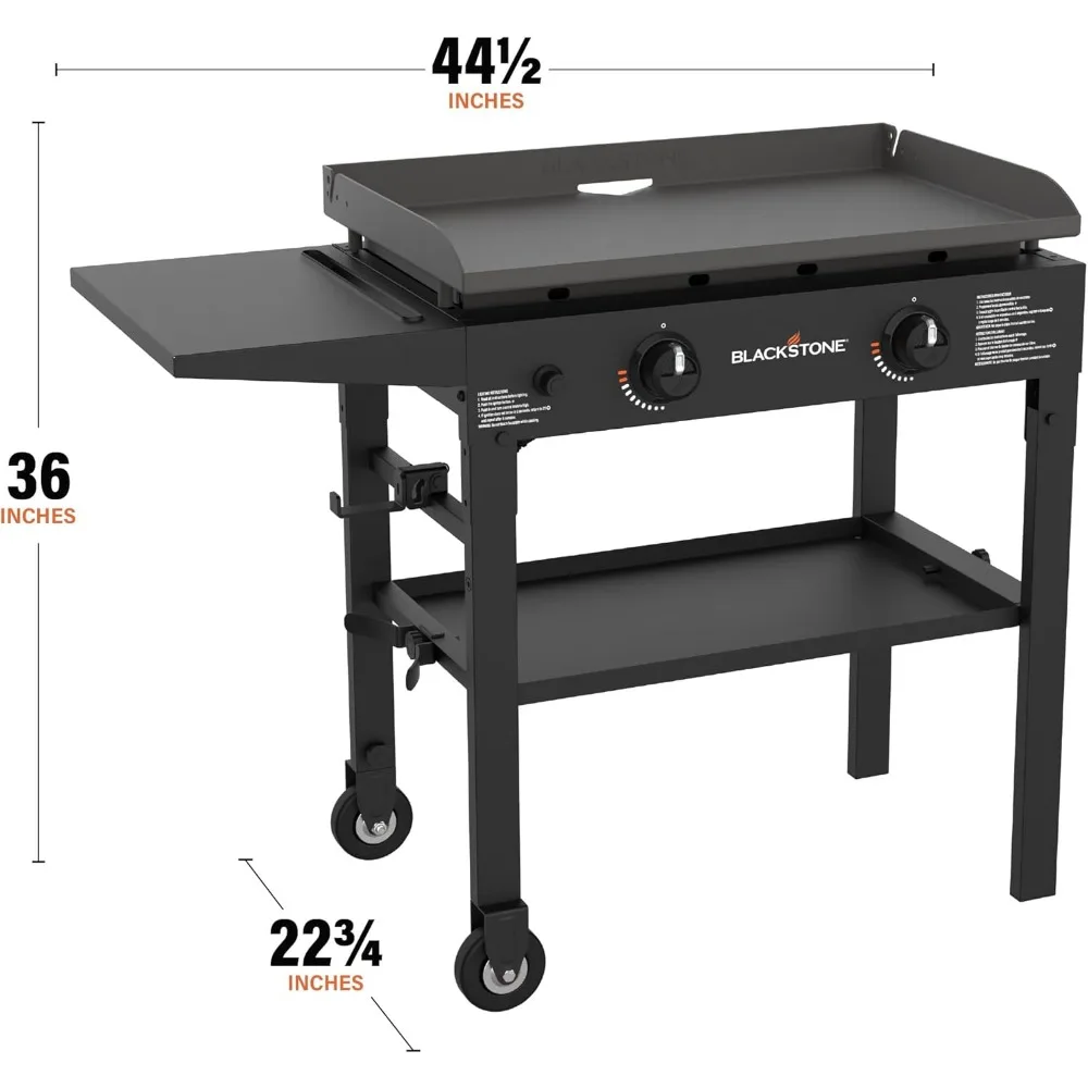 Flat Top Grill a gás para camping, estação de grelha ao ar livre, 2 queimadores propano, sistema de gerenciamento de graxa traseiro, 1517