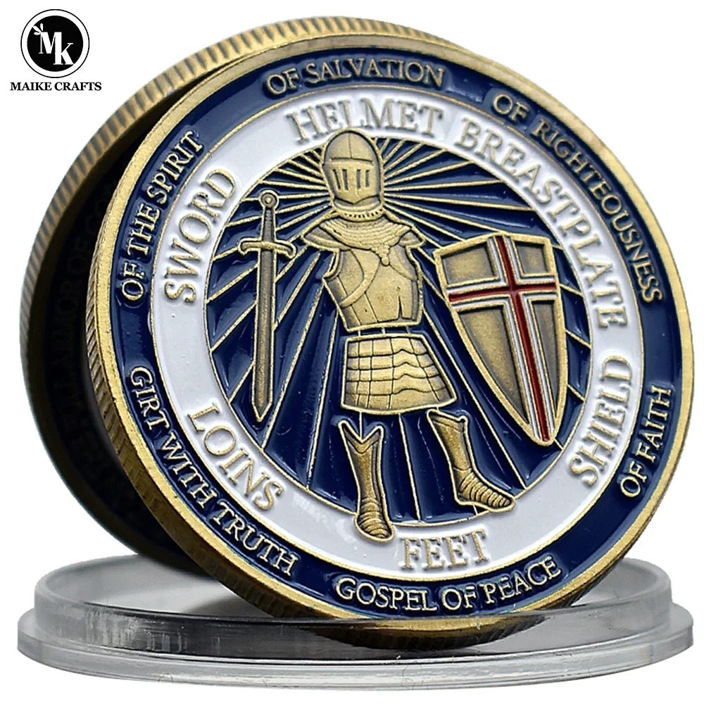 Put on The Full Armor of God Commemorative Coin Christian Defend The Faith Bronze Challenge Coin Collectibles Craft Gifts