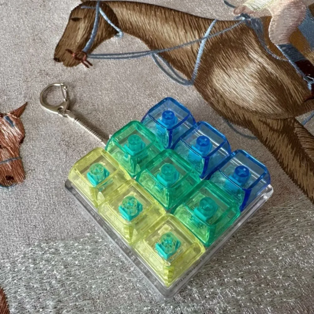 Baru DIY Keyboard Fidget Gantungan Kunci Tombol Penghilang Stres Clicker Mainan Keycap 9 Tombol Jari Keyboard Cap Dewasa