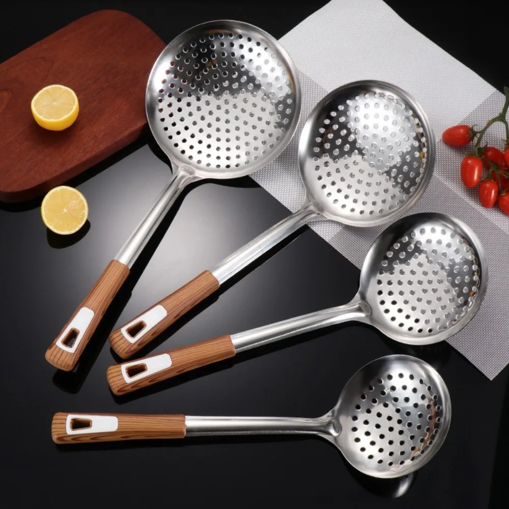 Thickened Stainless Steel Colander Filter Spoon Long Handle Flour Noodle Dumplings Sieve Multifunctional Oil Skimmer Scoop