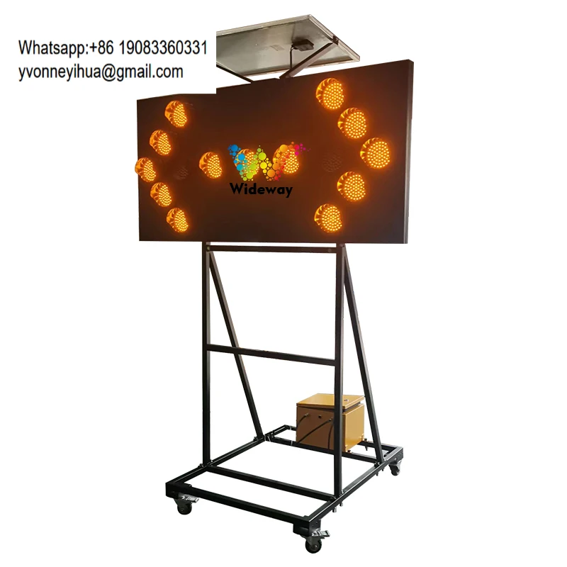 Multiple Styles Available: 15 Light 25 Light Yellow Flashing LED Solar Road Traffic Safety Folding Truck LED Arrow Sign