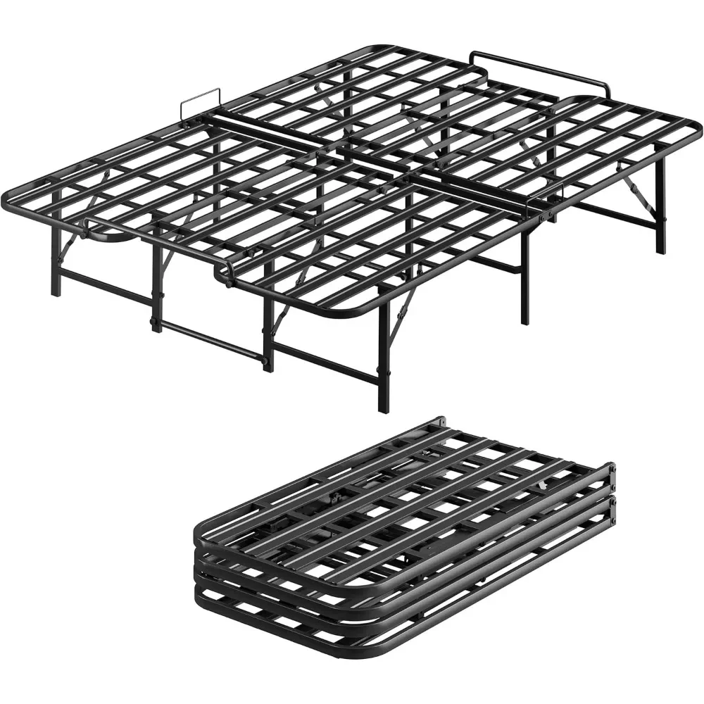 

14.2" Foldable Bed Frame Portable Metal Platform Bed Frame with Tool Free Setup, Collapsible Bedframe, No Box Spring Needed