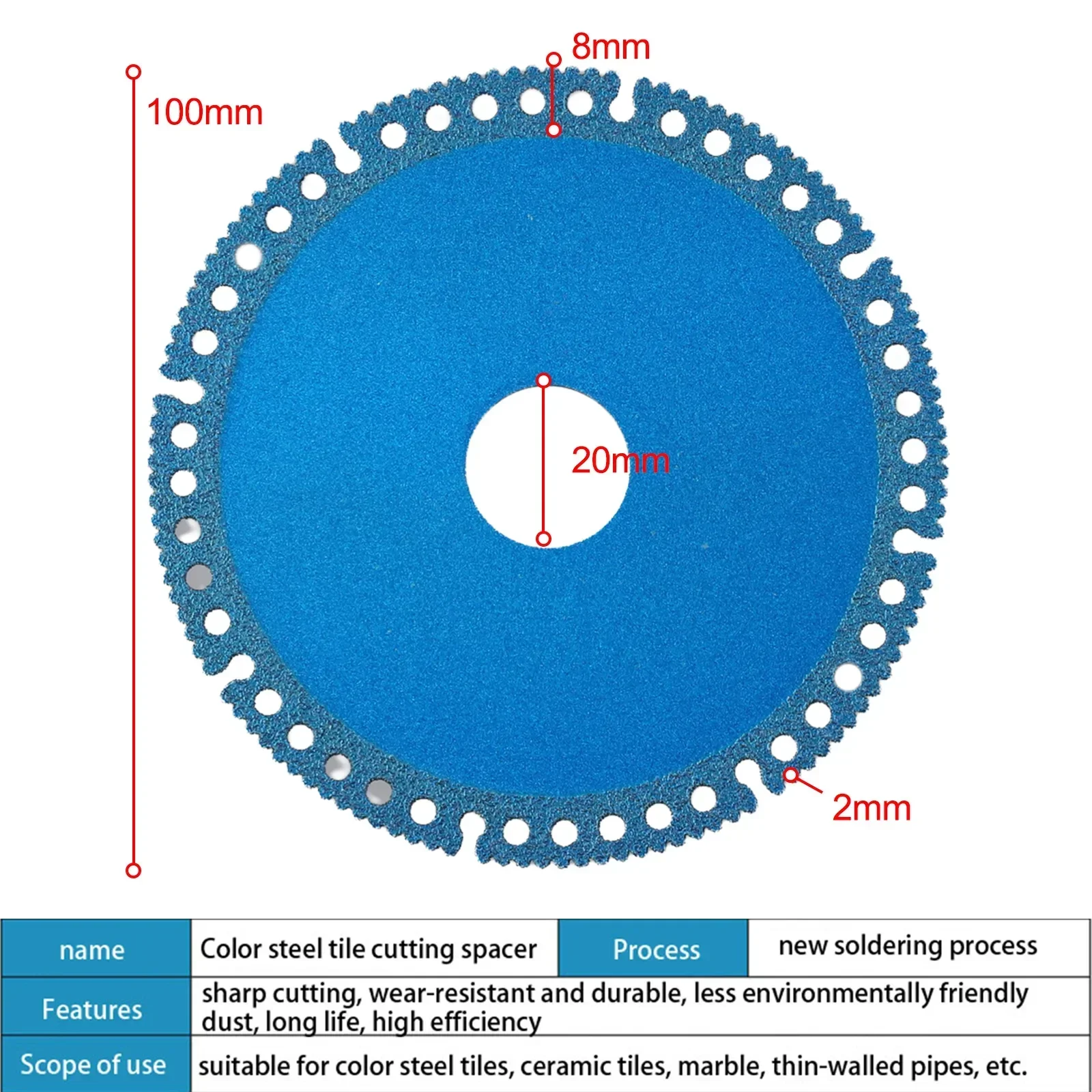 1Pc Diamond Saw Blade Brazed Cutting Disc 100*20mm For Steel Metal Stone Iron Rebar Aluminum Cutter Angle Grinder Tool Parts