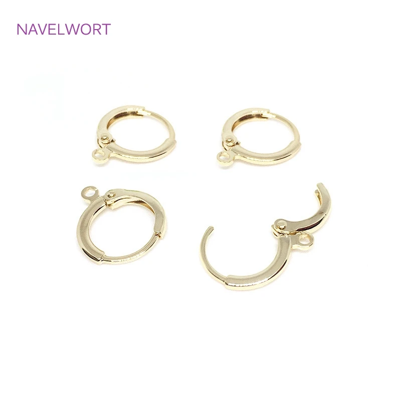 Mosiężne metalowe francuskie zatrzaski do kolczyków Hoop Okucia 14K pozłacane ucho Ustawienie podstawy Znalezienie kobiet Moda Biżuteria Materiały do ​​robienia