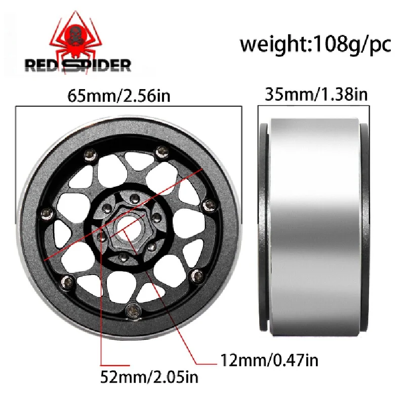 레드 스파이더 1/8 스케일 금속 휠 허브 등산 자동차 탱크 R283 Crossrc 파이프 프레임 원격 제어 장난감 부품 액세서리