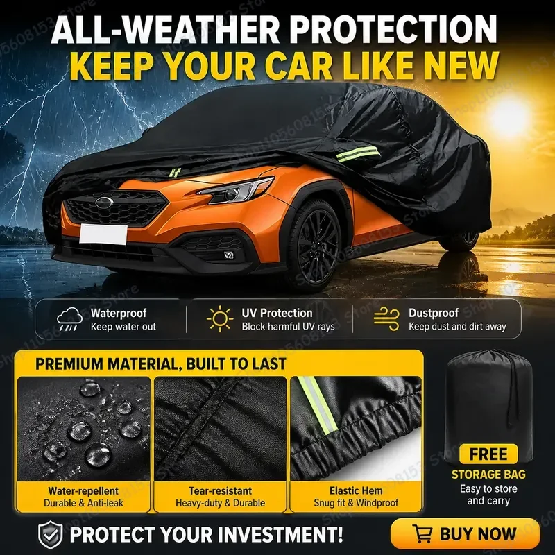 

For Subaru WRX Car Cover UV Protection Rain Snow Resistant Dustproof Outdoor Full Coverage Auto Shade Windproof Breathable