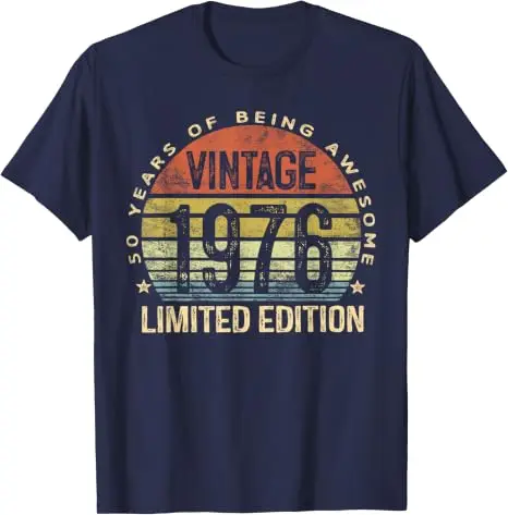 Vintage 1976 Limited Edition 50 Jahre alt Geschenke zum 50. Geburtstag T-Shirt Damen Herren Mode T-Shirt mit tollem Spruch Mama Papa Geburtstagsgeschenk – Detail 14