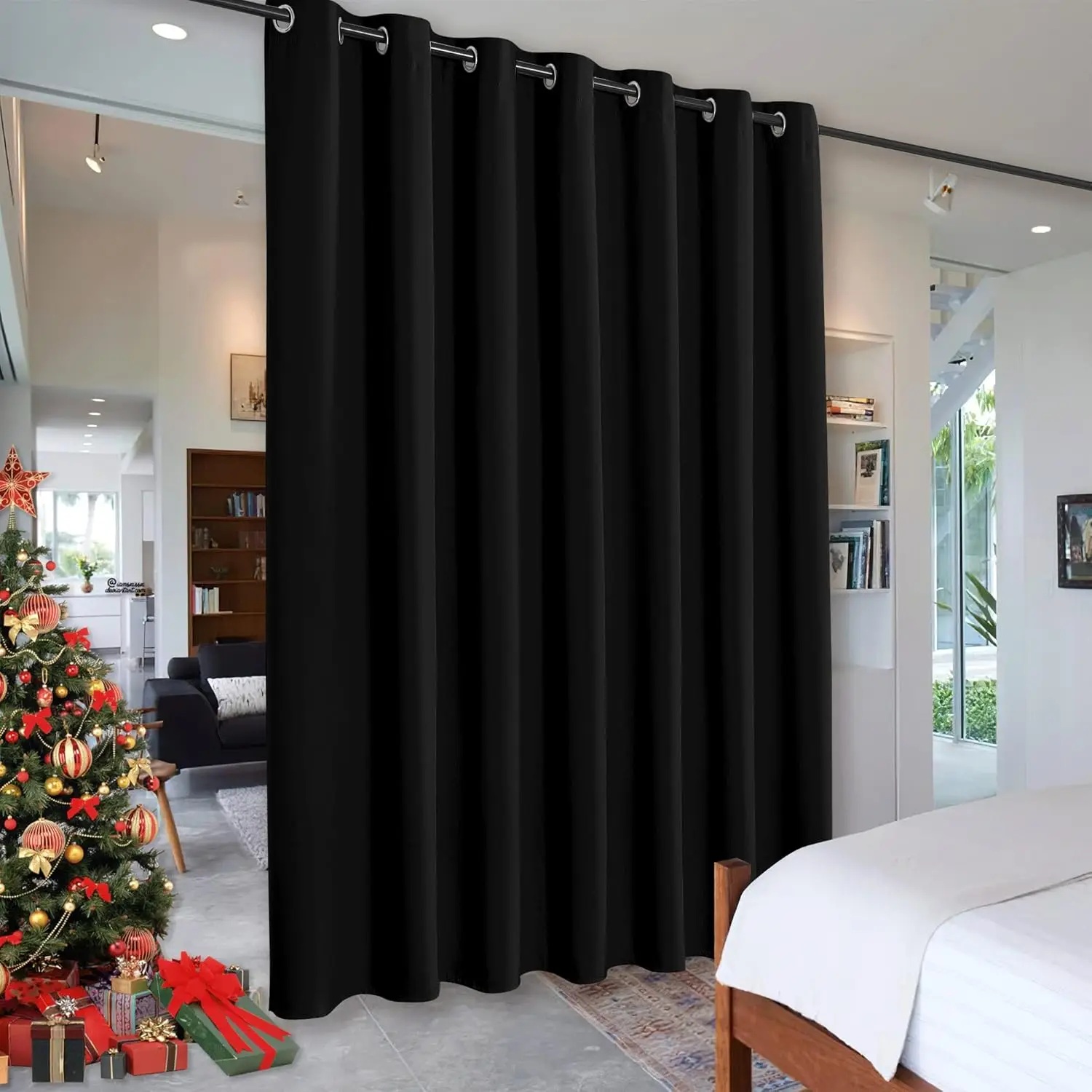 

Extra Long Curtains Light Blocking for Home Theater Office Patio Door, W 8.3 x L 12 ft, Black