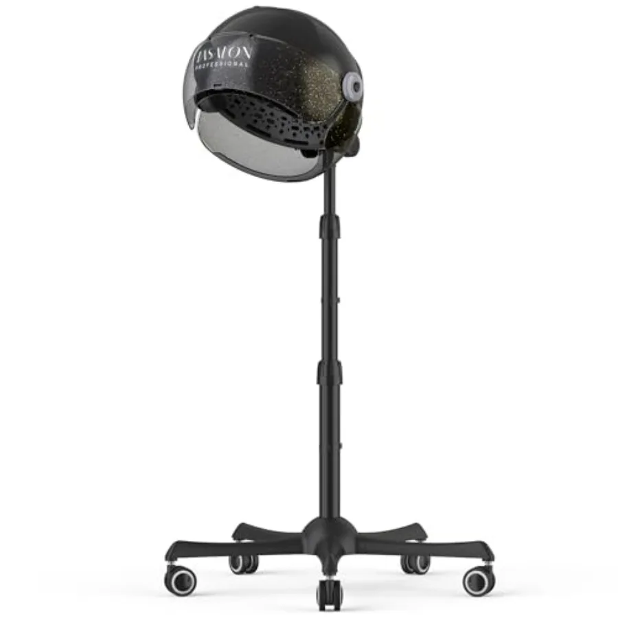 

Home and salon use ionic hooded hair dryer, black ABS plastic, 1875W power with 3 temperature settings for fast, frizz-free dry