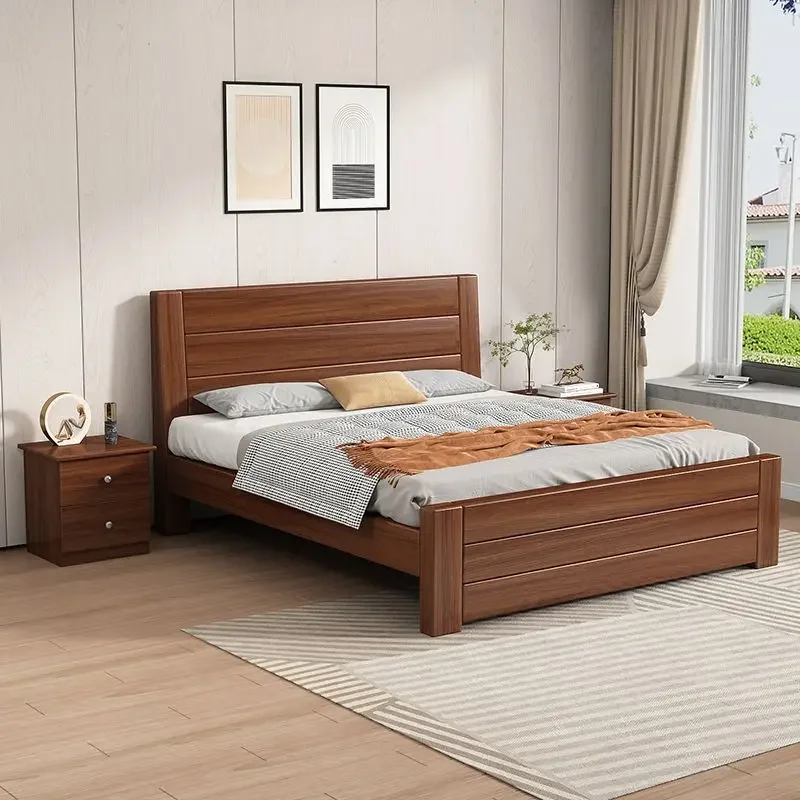 E****my modern simple Chinese solid wood bed double bed 1.8 meters rental room single bed 1.5 meters 1 meter household