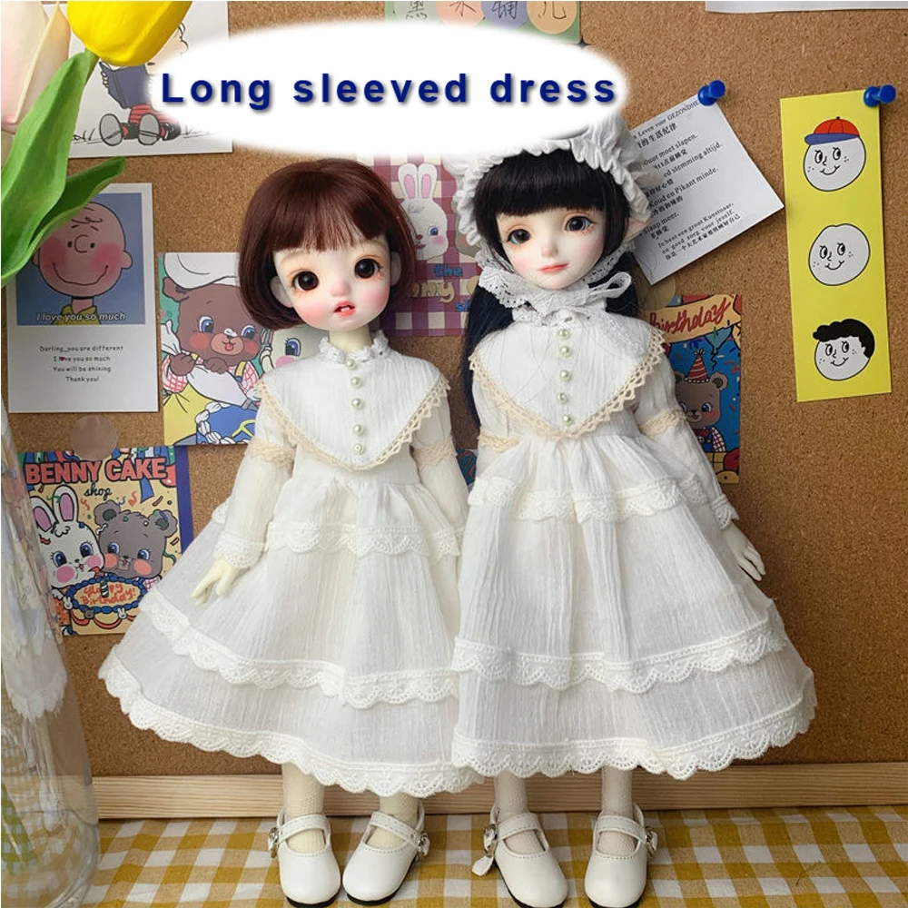 

H02-019 children handmade toy BJD/SD doll clothes 1/6 30cm Simple and luxurious white skirt with hat 2pcs/set