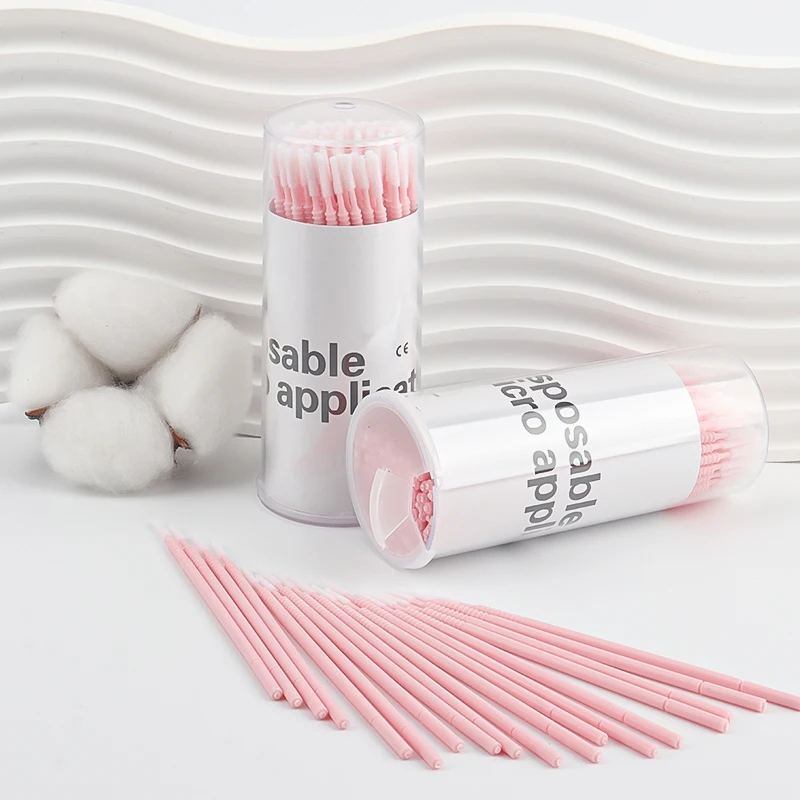 100 個使い捨てまつげブラシラッシュエクステンションメイクブラシスパイラルストライプスティックグラフティングつけまつげクリーン美容ツール