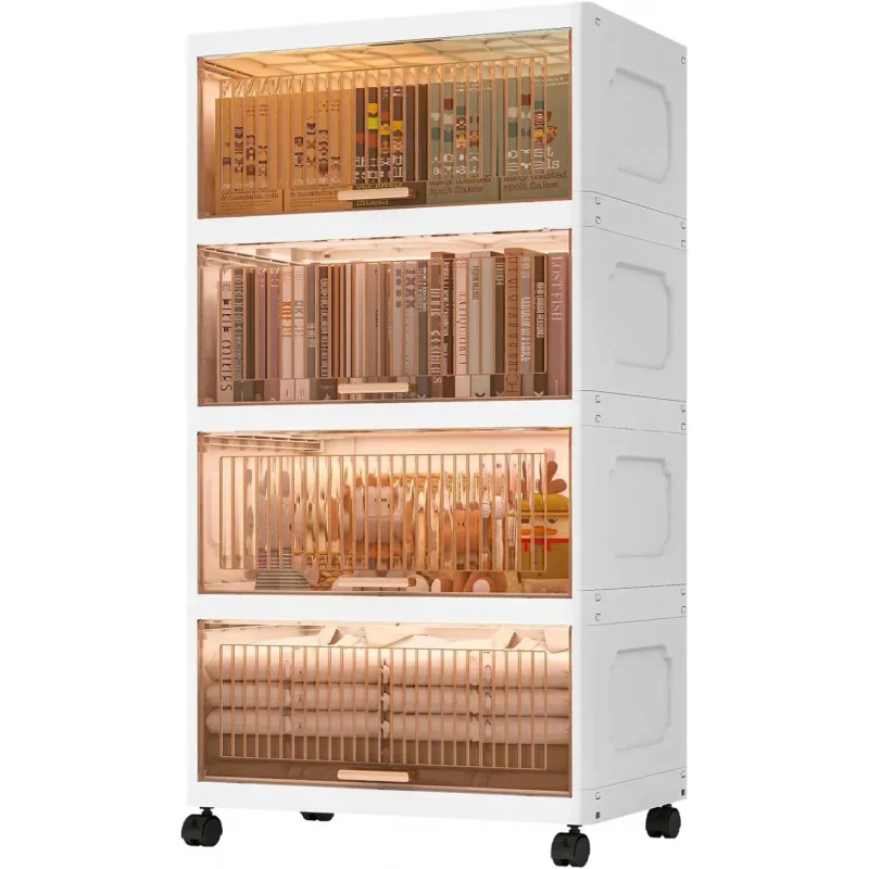 Locker with Door Plastic storage box 4Layer Storage Rack Kitchen Closet Storage Rack Kitchen Food Cabinet