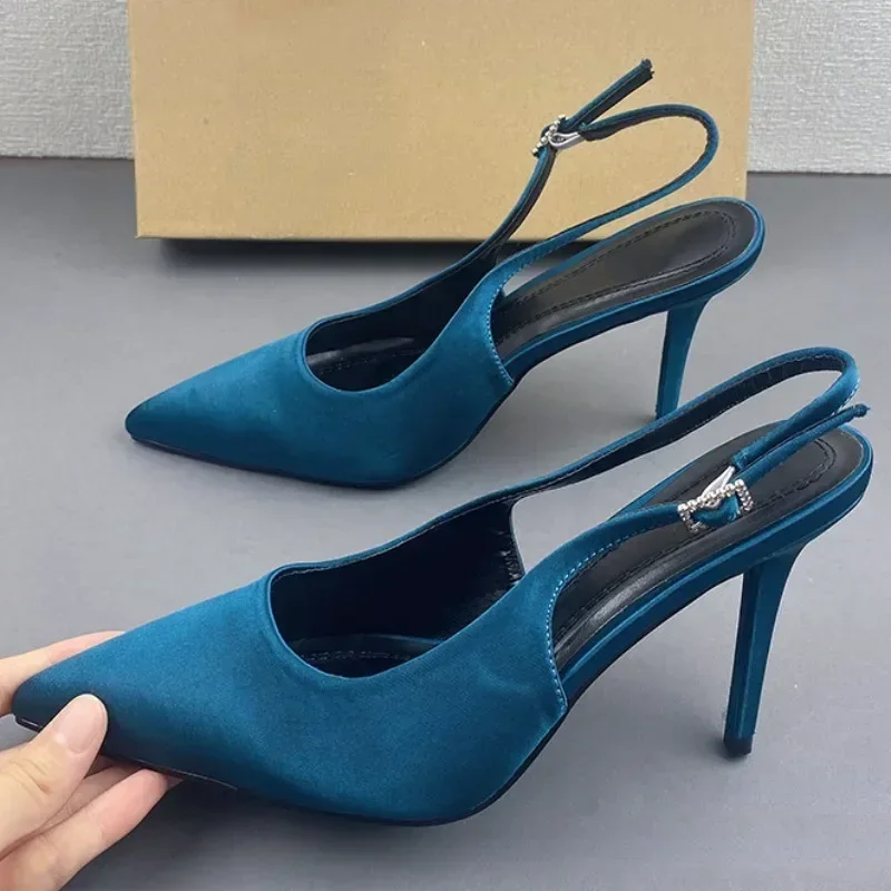 Sepatu wanita hak tinggi ujung lancip mode sepatu wanita musim gugur 2025 baru gaun elegan slingback rendah wanita Zapatos Mujer