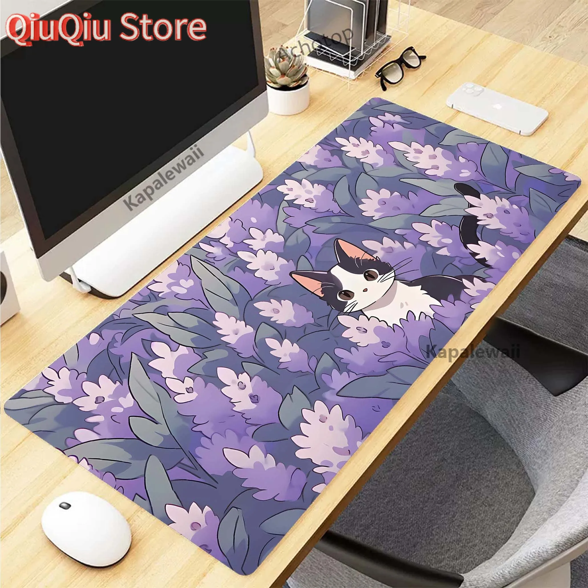 

Colorful Cat Pink Cute Kawaii Mousepad Gaming Speed Keyboard Pads Mouse Pad XXL Rubber Carpet Locked Edge Mouse Mat 900x400mm