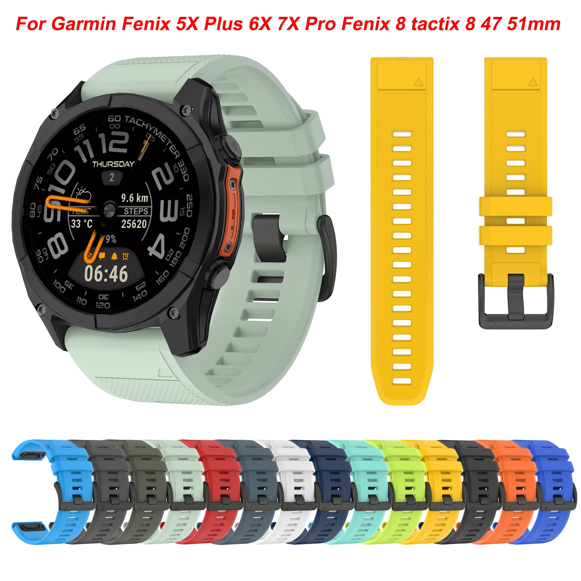 

for fenix 5 5X Plus 22 26mm Strap Silicone QuickFit for Garmin fenix 6 6X Pro 7X 7 fenix 8 47 51mm Forerunner 965 955 Bracelet