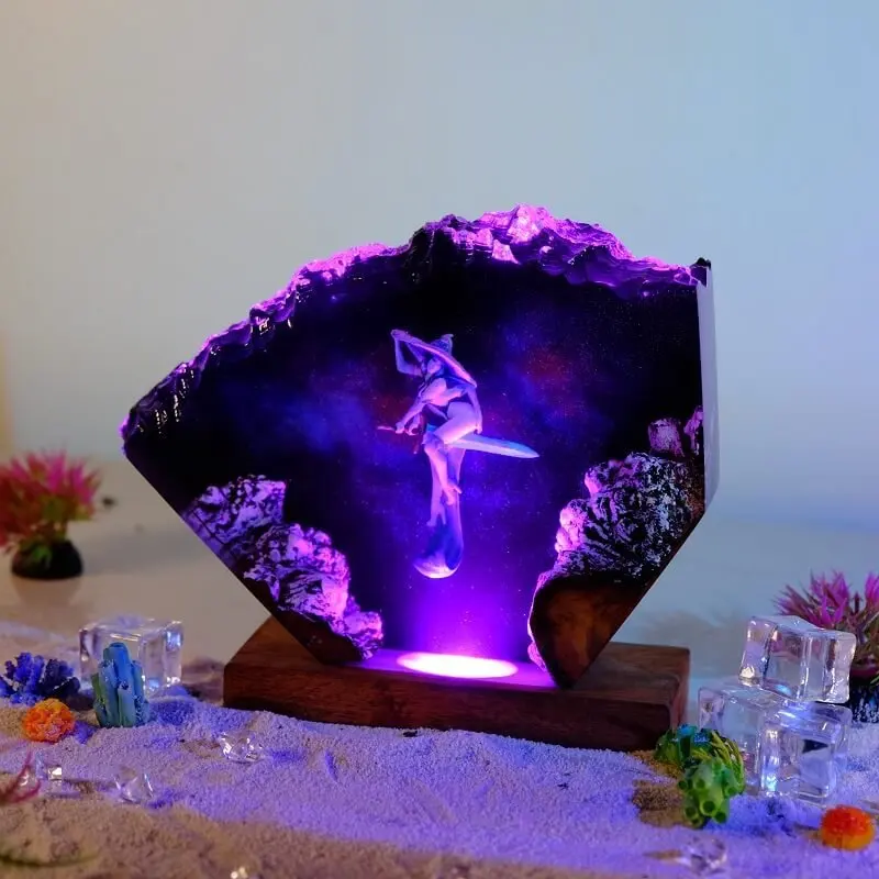 アニメフィギュア生物樹脂テーブルライトクリエイティブアートショック装飾ランプテレビ & 映画魔女テーマナイトライト USB 充電