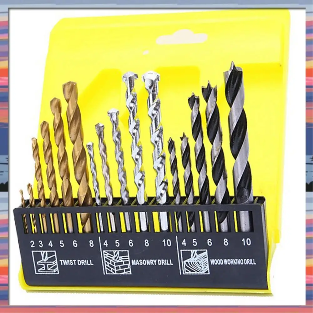 

AFBC Multi Metric Drill Bits 16Pcs, HSS Twist Drill Bits 6Pcs, Masonry Drill Bits 5Pcs, Wood Working Drill Bits 5Pcs