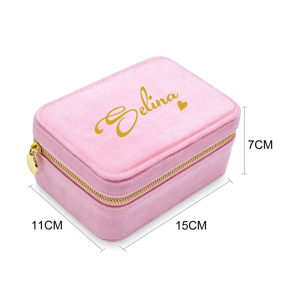 Personalized Velvet Jewelry Organizer Display Travel Custom Portable Jewellery Storage Case Ring Boxes With Logo gift