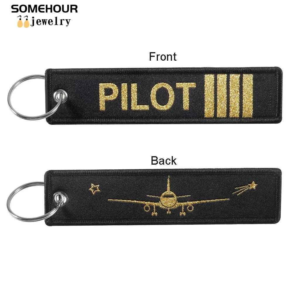 SOMEHOUR Remove Before Flight Pliot Launch Keychain Crew Embroidery Pendant Tags Car Bag Motorcycles Keyring For Aviation Gifts